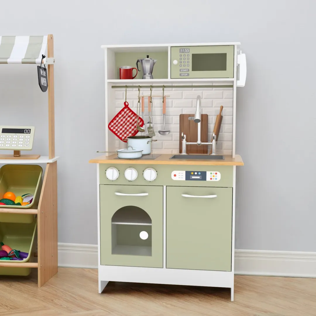 Teamson Kids Modern Houten Speelkeuken Lichtgroen/Wit