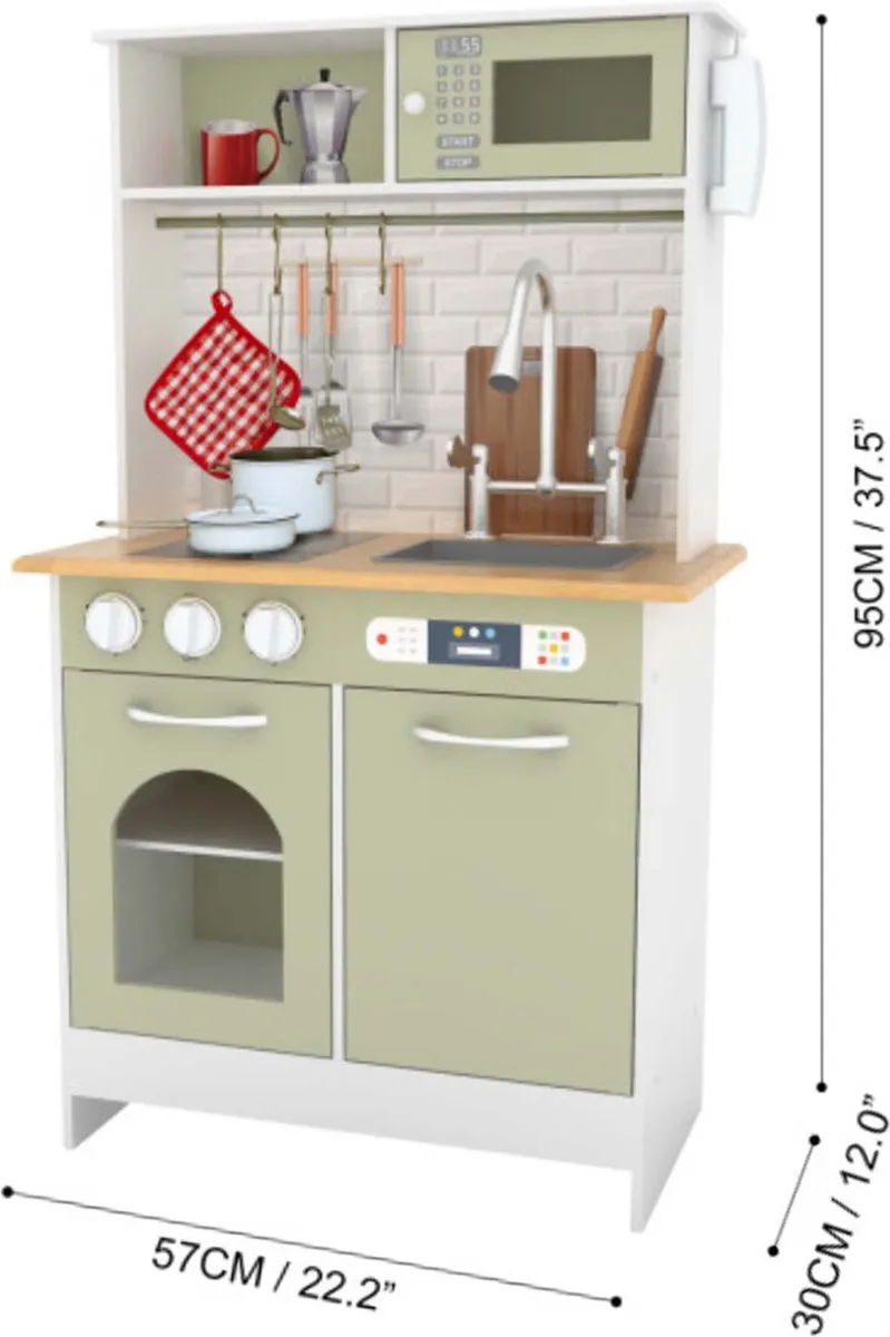 Teamson Kids Modern Houten Speelkeuken Lichtgroen/Wit