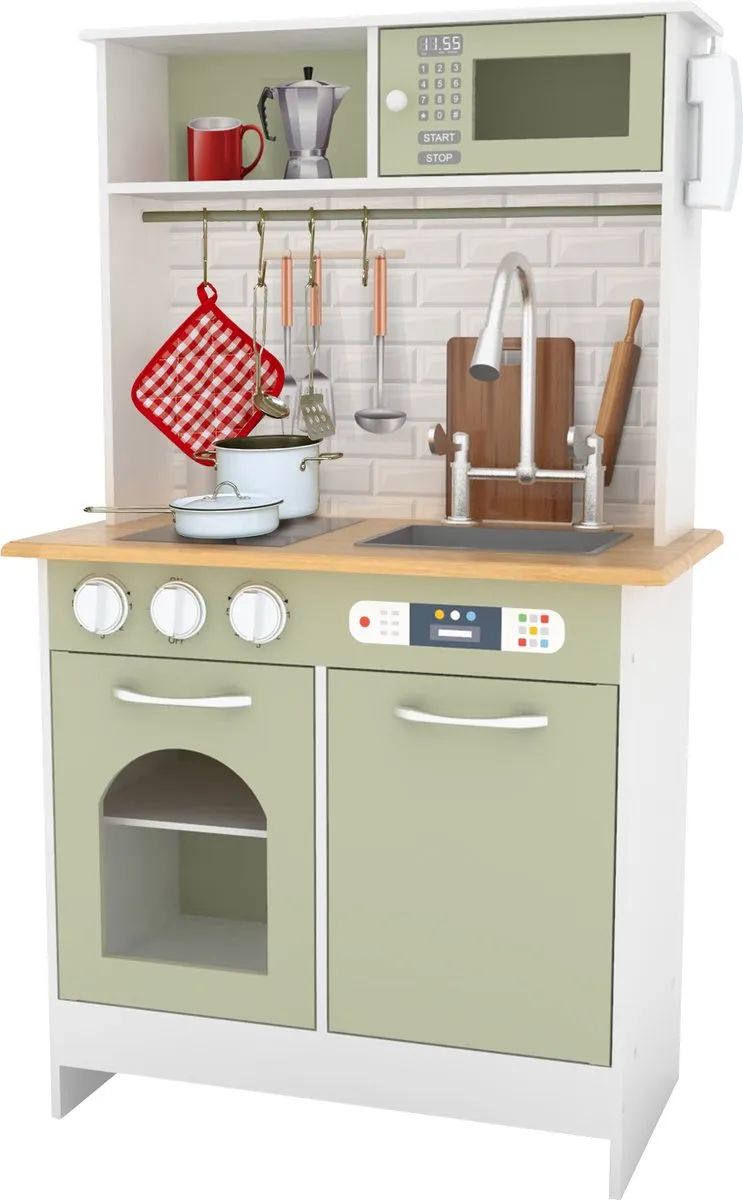 Teamson Kids Modern Houten Speelkeuken Lichtgroen/Wit