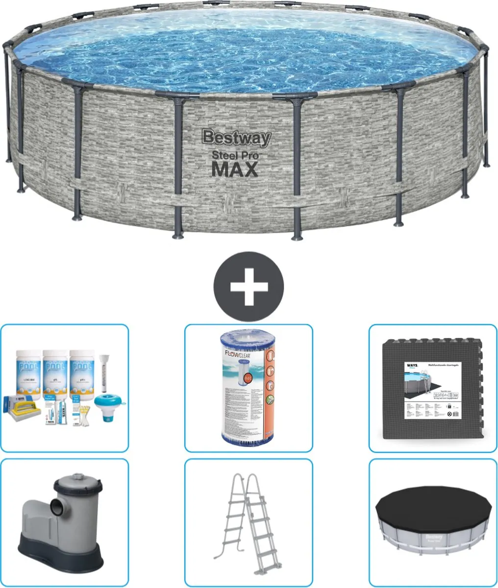 Bestway Steel Pro MAX Zwembad 488x122cm - Grijs