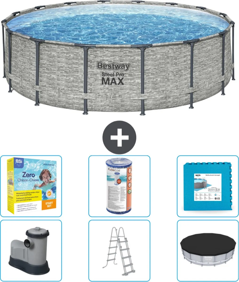Bestway Steel Pro MAX Zwembad 488x122cm - Grijs