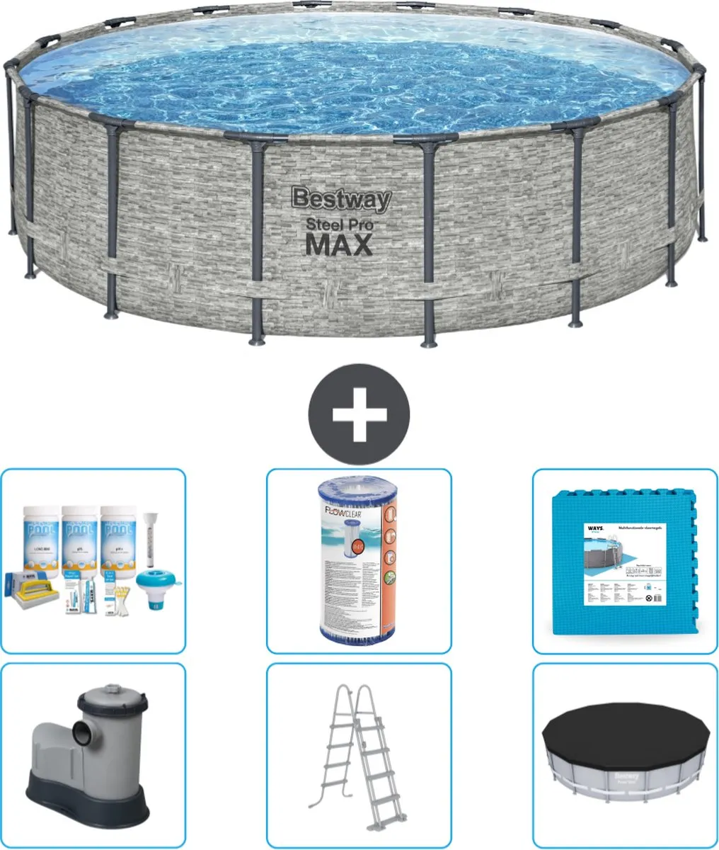 Bestway Steel Pro MAX Zwembad 488x122cm - Grijs