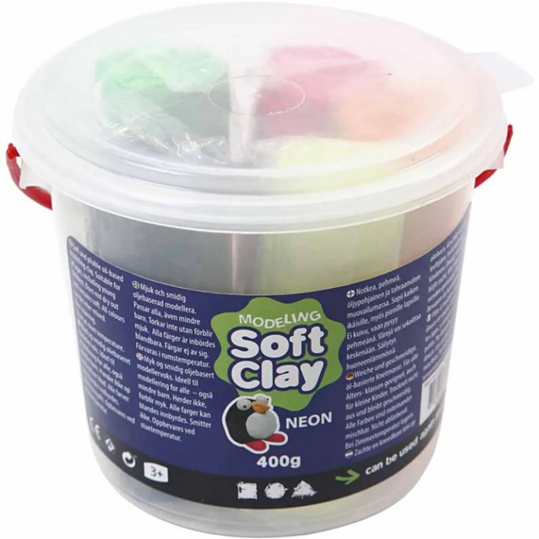Creativ Company Soft Clay Set 400g - 5 Stuks Neon Multi