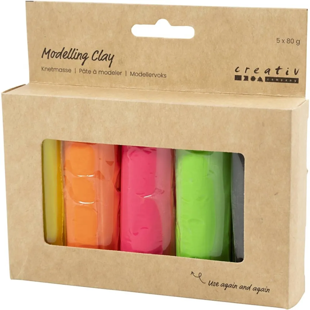 Creativ Company Soft Clay Set 400g - 5 Stuks Neon Multi