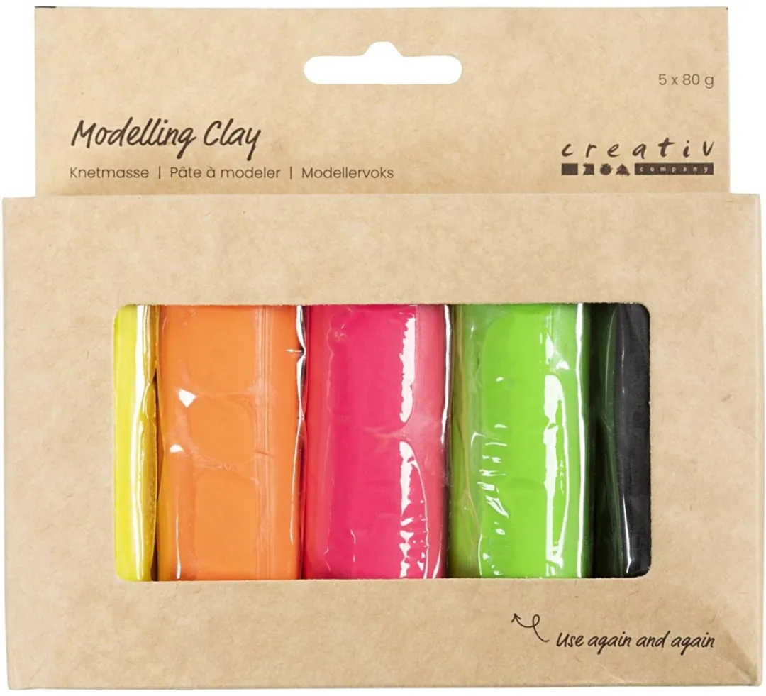 Creativ Company Soft Clay Set 400g - 5 Stuks Neon Multi