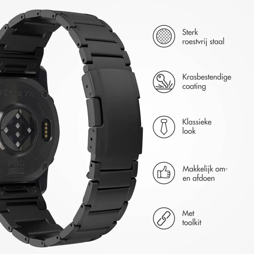 Accezz Mat Titanium Band - Garmin 26mm - Zwart