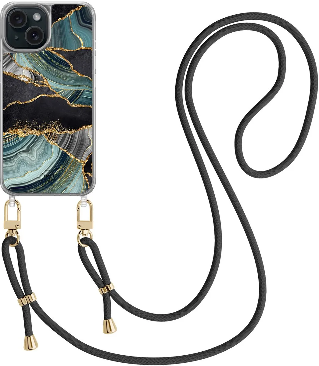 Casevibes Telefoonhoesje iPhone 15 Marble Jade Stone - Multi