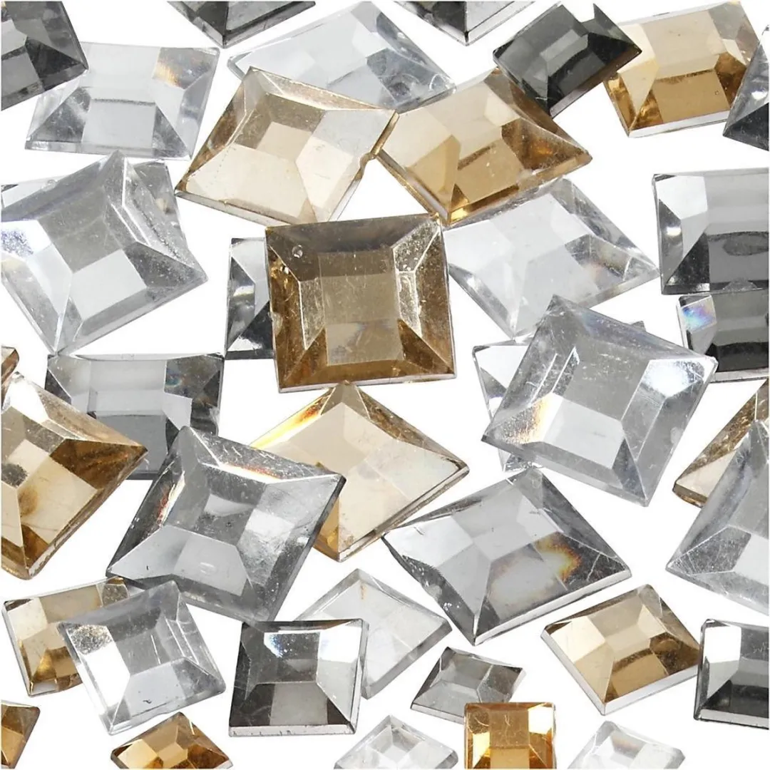 Creativ Company Strasstenen Vierkant Zilver Harmonie 6-12mm - 360 Stuks