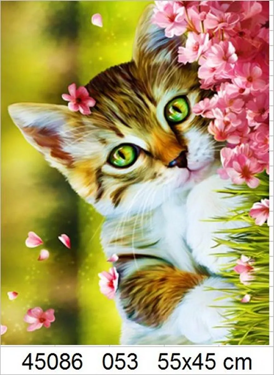 VDTOYS VDT053 Diamond Painting Cute Cat 1 - Groot formaat 55x45cm