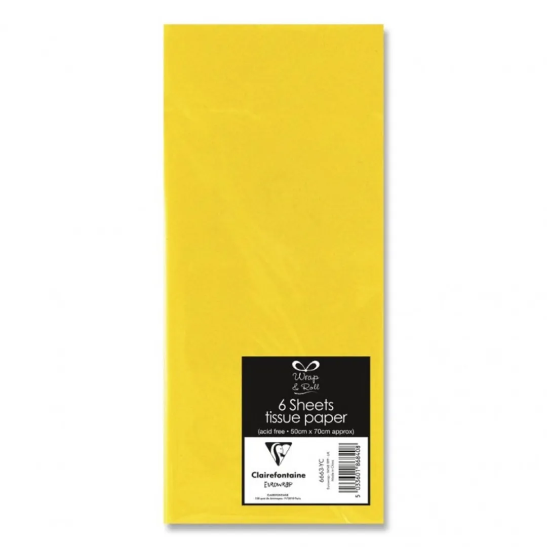 Clairefontaine Zijdepapier Geel 500x700mm - 6 Vel