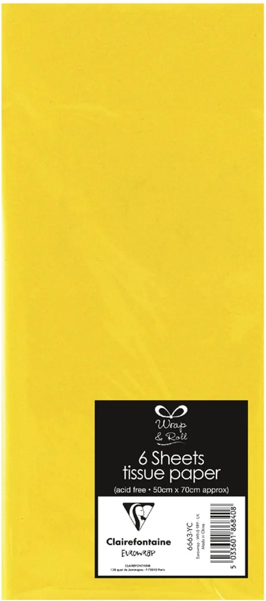 Clairefontaine Zijdepapier Geel 500x700mm - 6 Vel