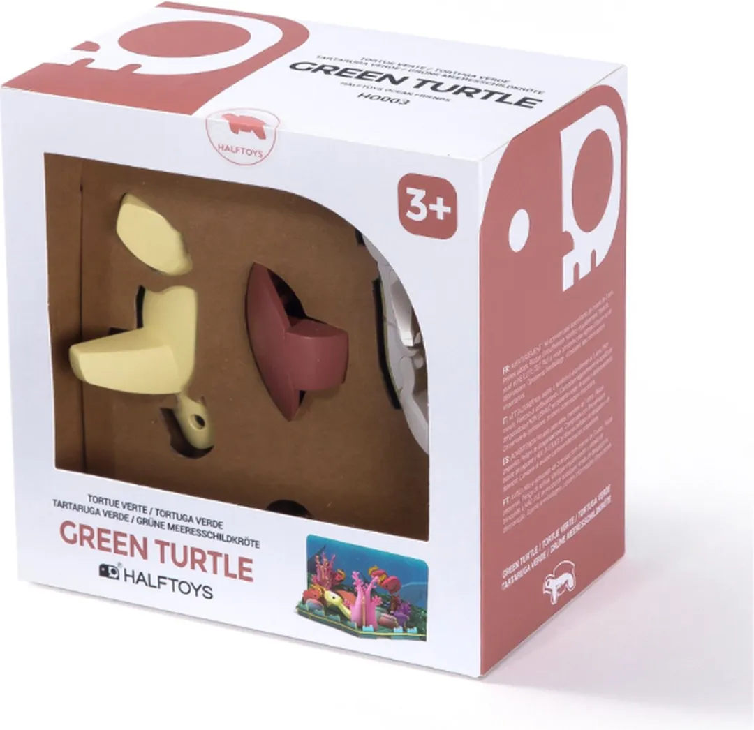 Halftoys Diorama - Green Turtle - Magnetisch speelgoed - Schildpad