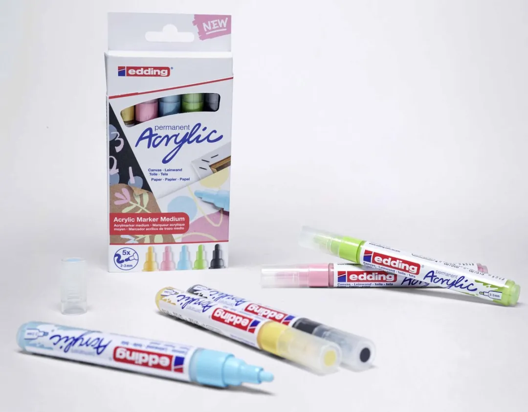 edding 5100 Acrylstiften Medium - 5 Stuks Pastel Kleuren