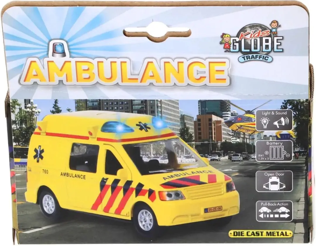 Kids GLOBE Ambulance Licht & Geluid 510643 - Geel