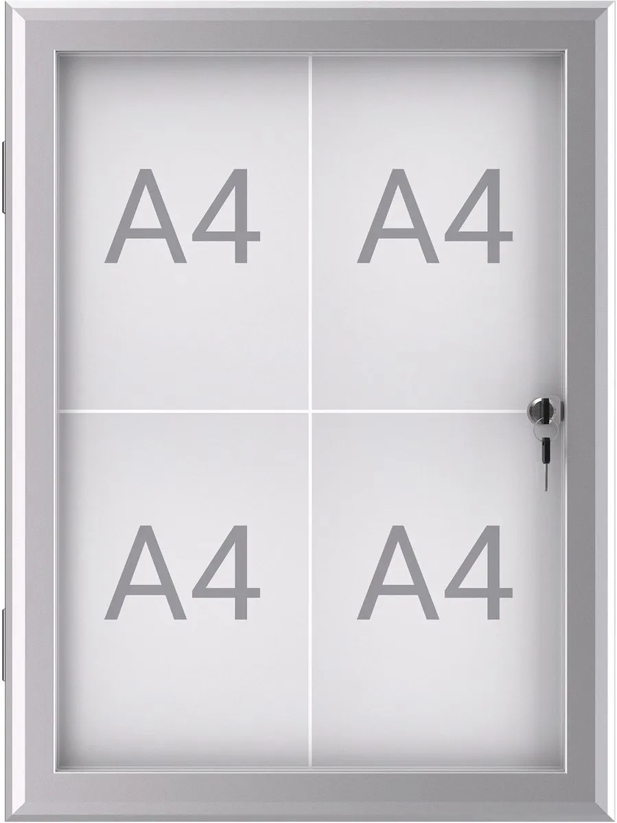 MAULexcite Vitrine A4 - 4 Stuks - 69.6x52.2x2.8cm - Zilver
