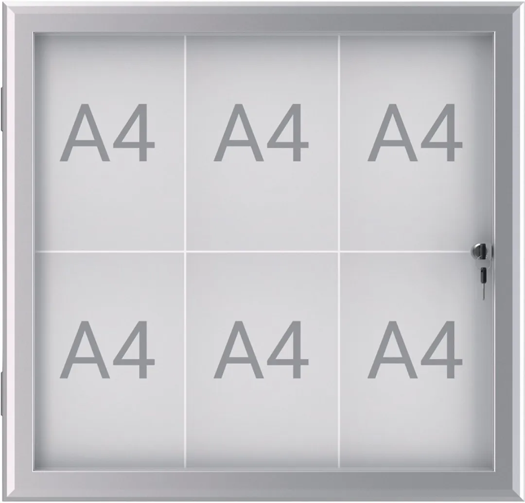 MAULexcite Vitrine A4 - 4 Stuks - 69.6x52.2x2.8cm - Zilver