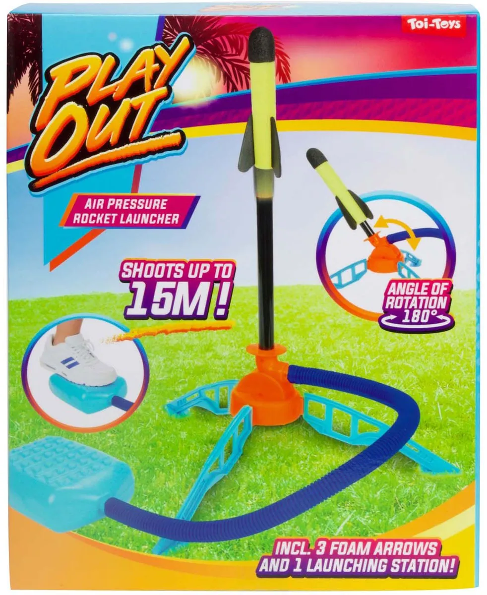Toi-Toys Play Out Luchtdruk Raket Lanceerbasis 64587Z - 3 Raketten - Multicolor