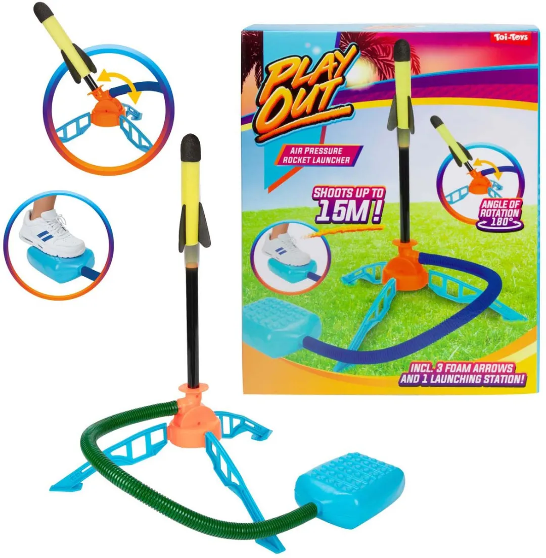 Toi-Toys Play Out Luchtdruk Raket Lanceerbasis 64587Z - 3 Raketten - Multicolor