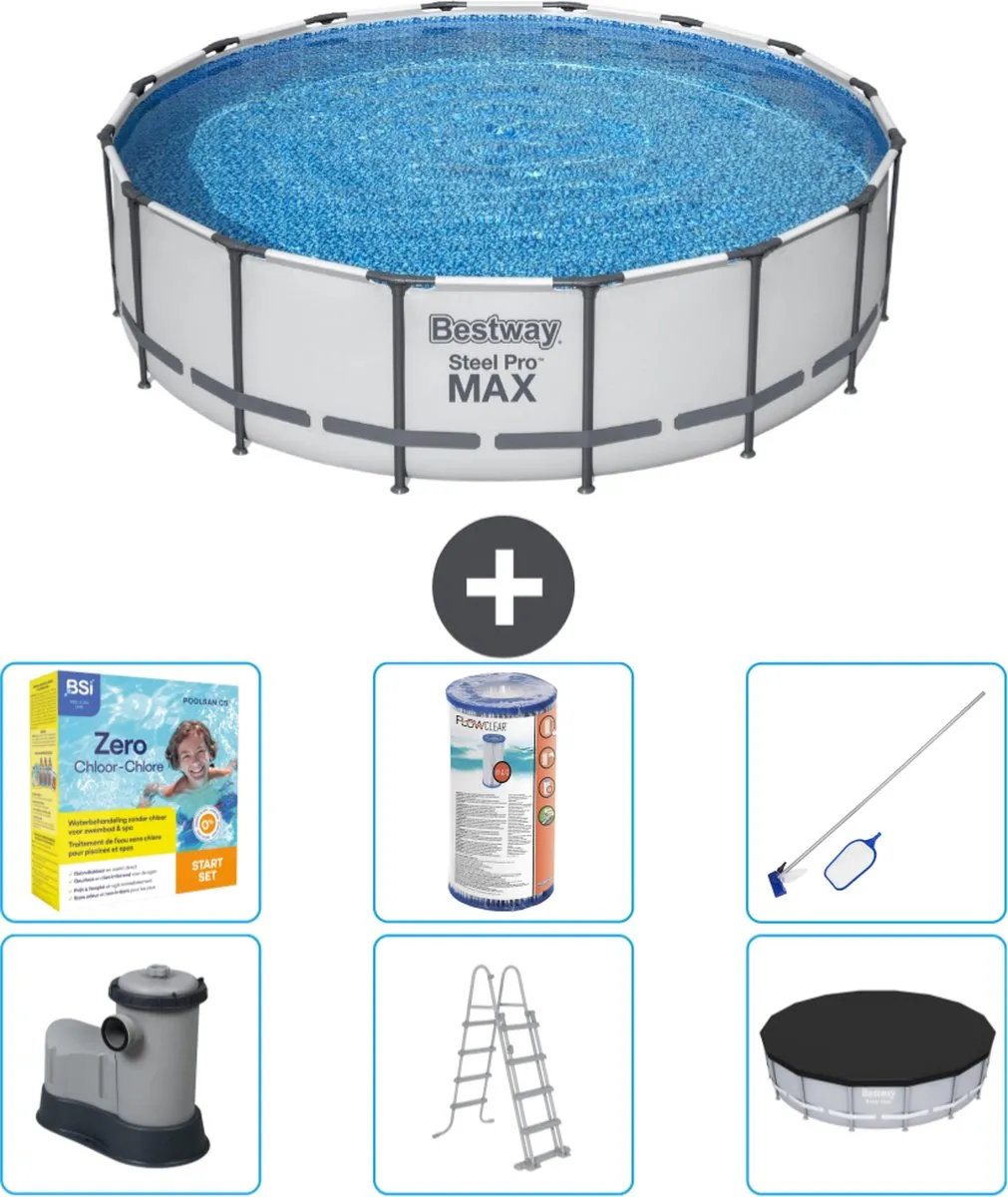 Bestway Steel Pro MAX Zwembad 488x122cm - Grijs - 19.480L