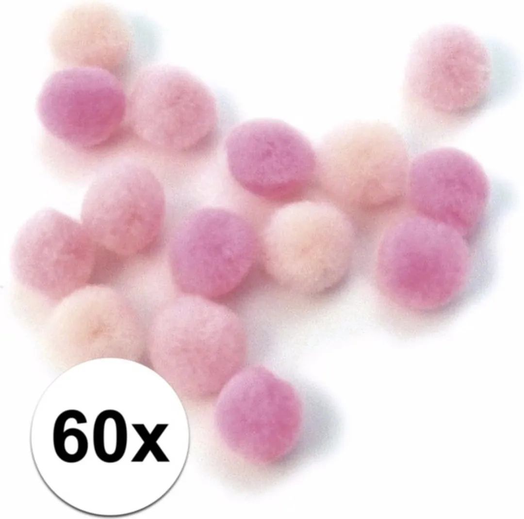 Rayher Knutsel Pompons Roze 15mm - 60 Stuks