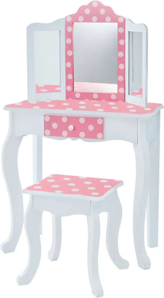 Teamson Kids Kaptafel en Stoel Polka Dot