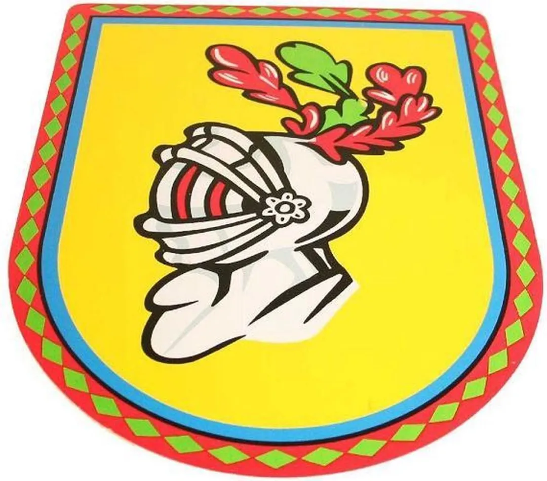 Charl's Toys Houten Schild Helm 27x35cm - Geel