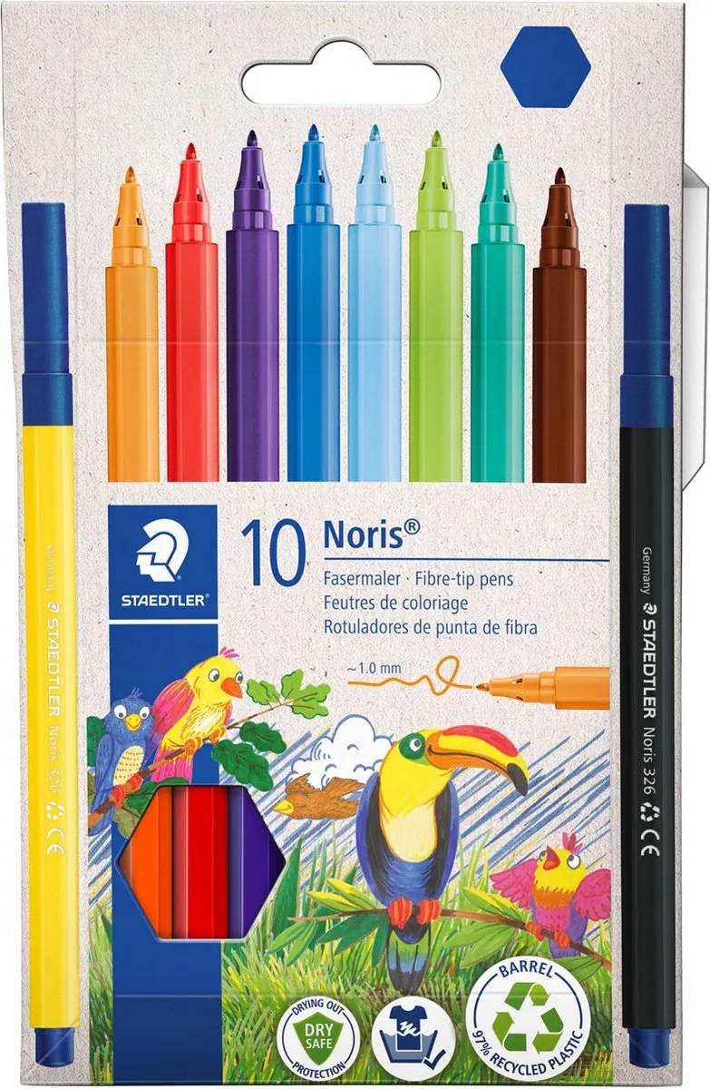 STAEDTLER Noris 326 Viltstiften - 10 Stuks Multicolor