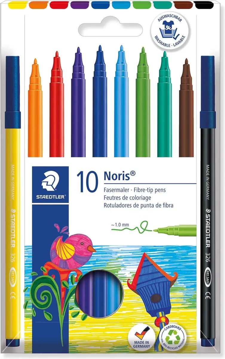 STAEDTLER Noris 326 Viltstiften - 10 Stuks Multicolor