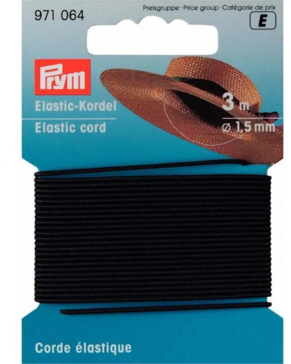 Prym Elastiek Koord 1,5mm - Zwart - 3m