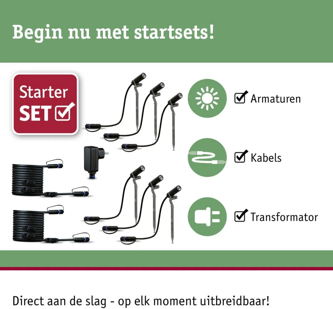Paulmann Plug & Shine Plantini LED Tuinspots Set - 6x IP65 1,4W 3000K - Antraciet