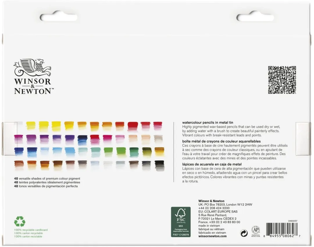 Winsor & Newton Studio Collection Aquarelpotloden 48-delig - Metaal etui