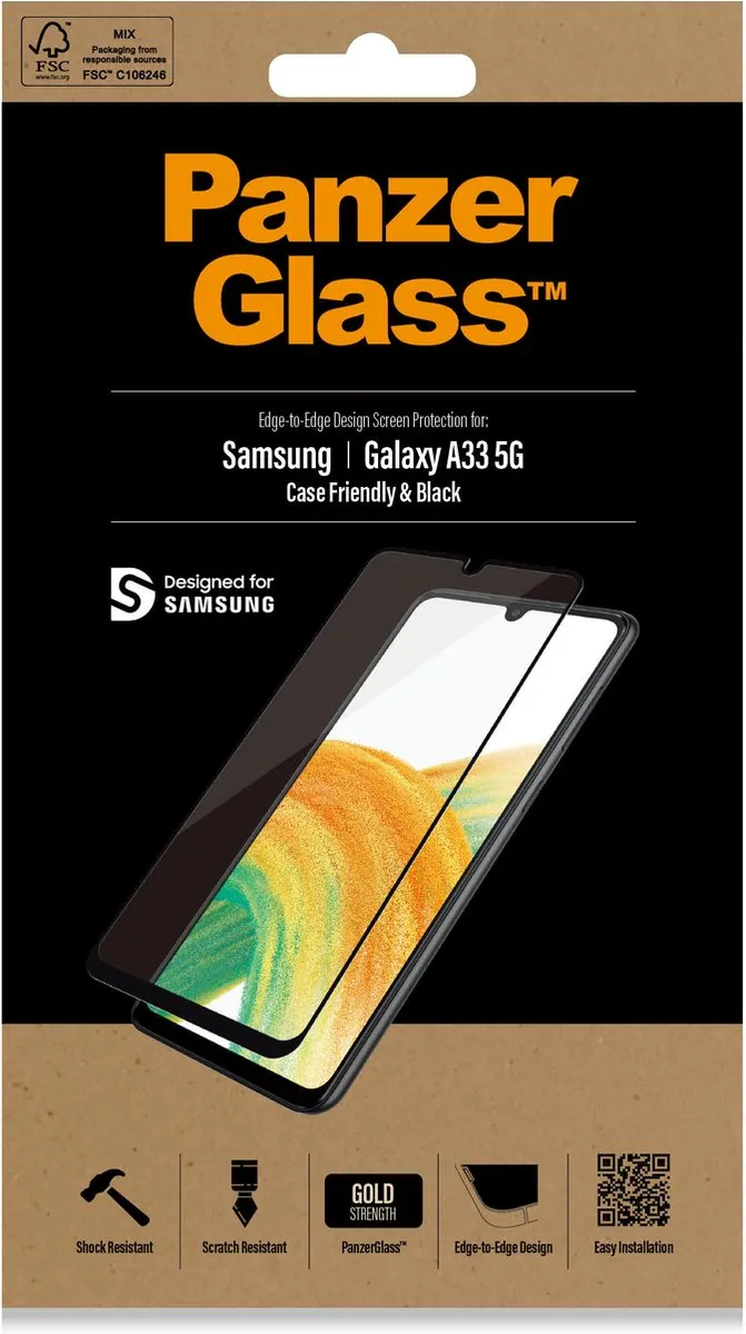 PanzerGlass Screenprotector Samsung Galaxy A33 - Zwart - afbeelding 6 van 6