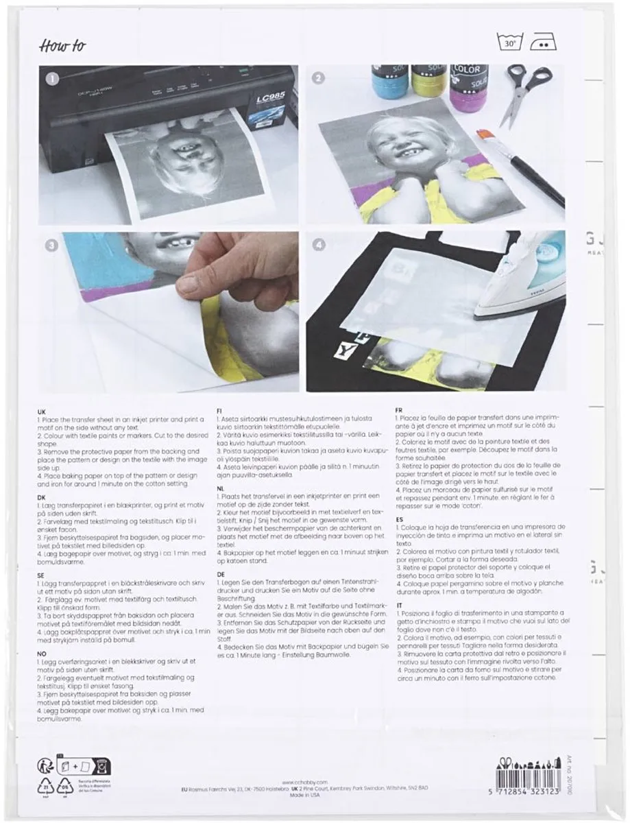 Creativ Company Transfer Vellen Textiel A4 - 3 Stuks