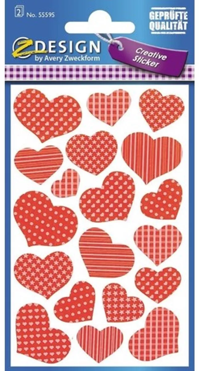 Avery Stickervel Hartjes 19-delig - Rood