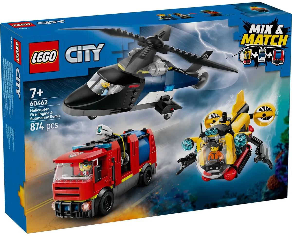 LEGO City 60462 Helikopter Brandweerauto & Onderzeeër - 874 Stukken