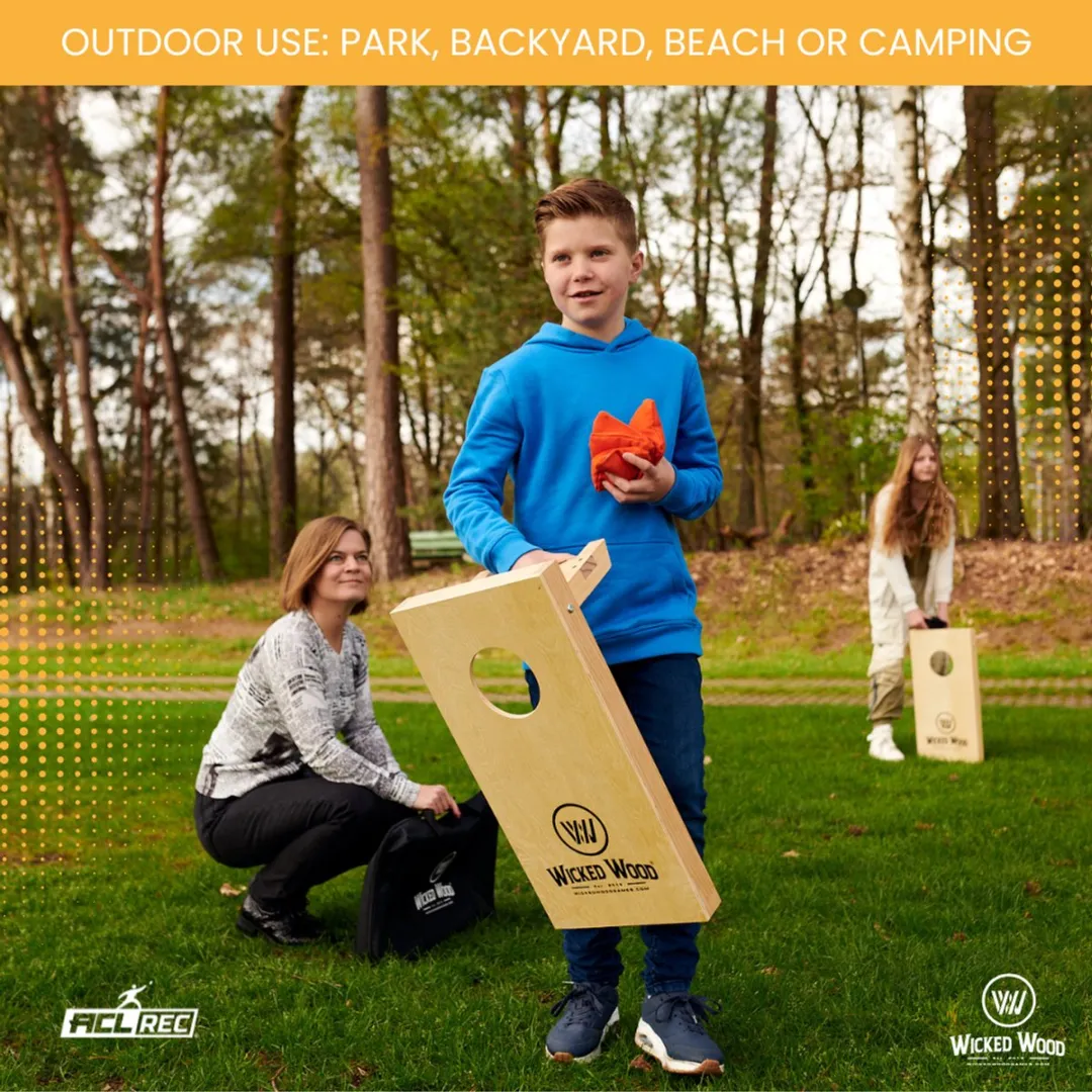 Wicked Wood Games Mini Cornhole Set ACL REC - 2 Boards + 8 Zakjes - afbeelding 6 van 6