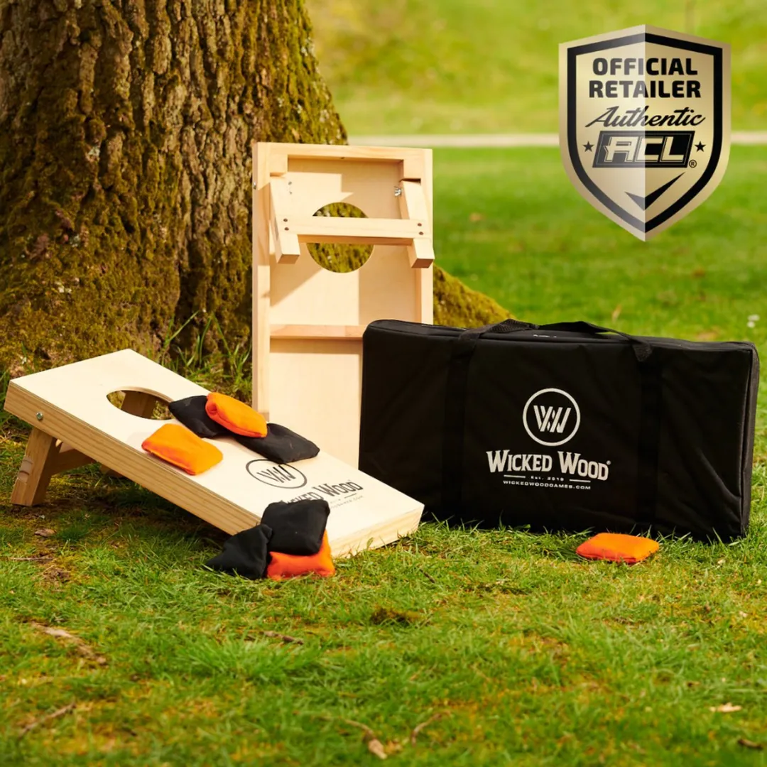 Wicked Wood Games Mini Cornhole Set ACL REC - 2 Boards + 8 Zakjes