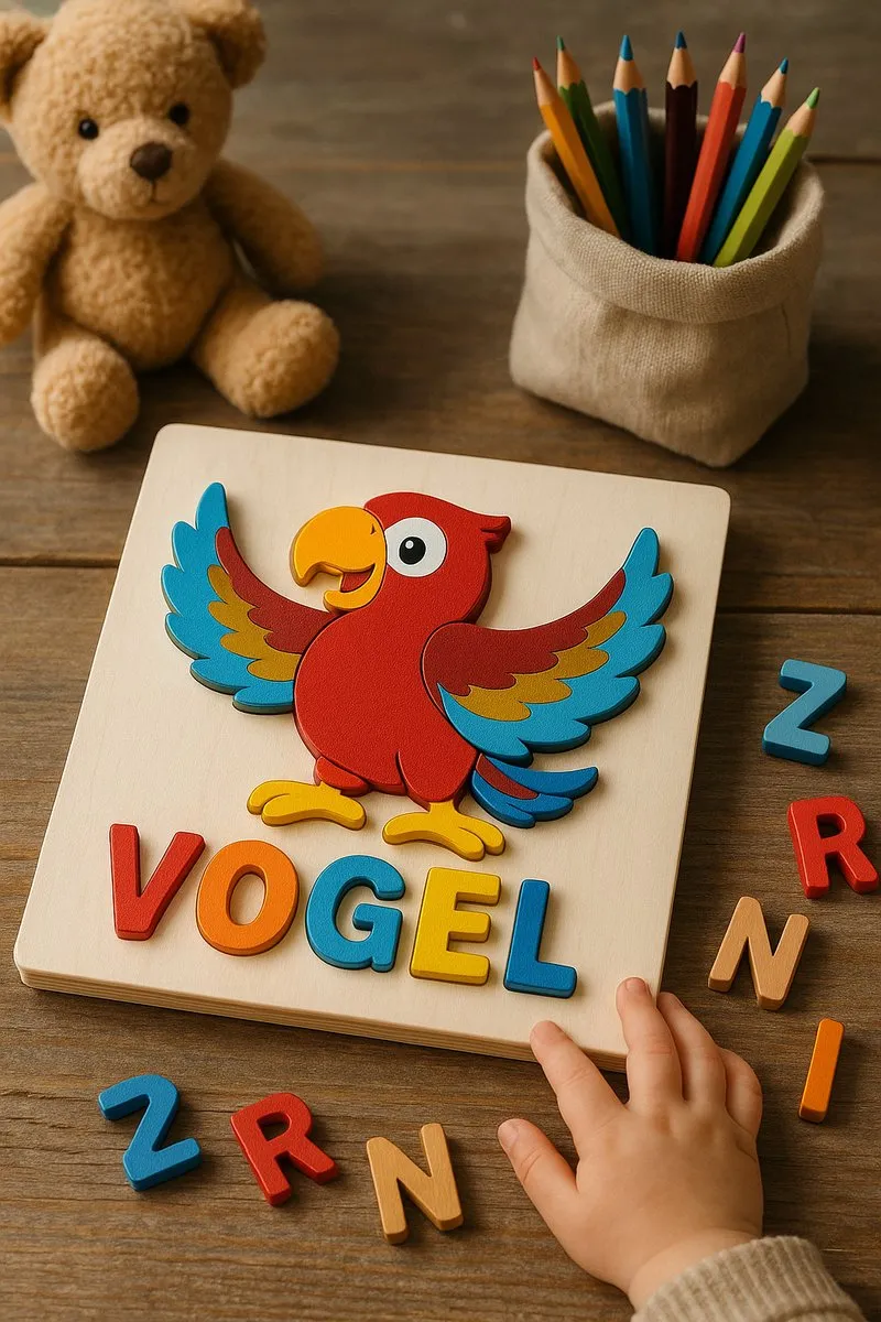 MagniToys Montessori Houten Blokkenpuzzel ABC & Woordenspel - 6 Thema's