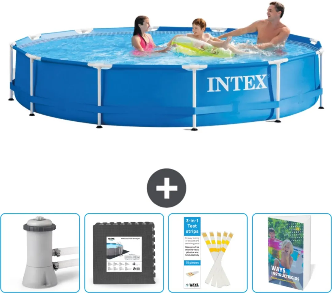 Intex 28210NP-Blauw Rond Frame Zwembad 366x76cm