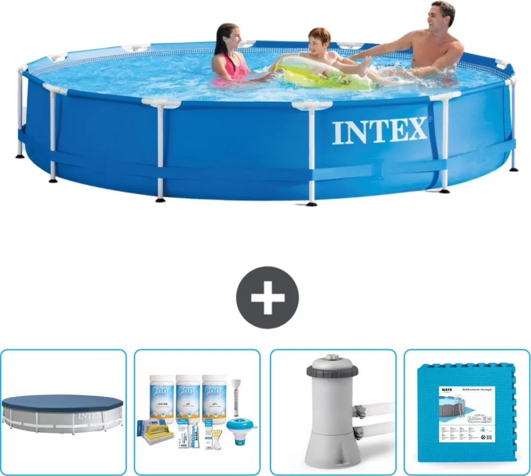 Intex 28210NP-Blauw Rond Frame Zwembad 366x76cm - Blauw