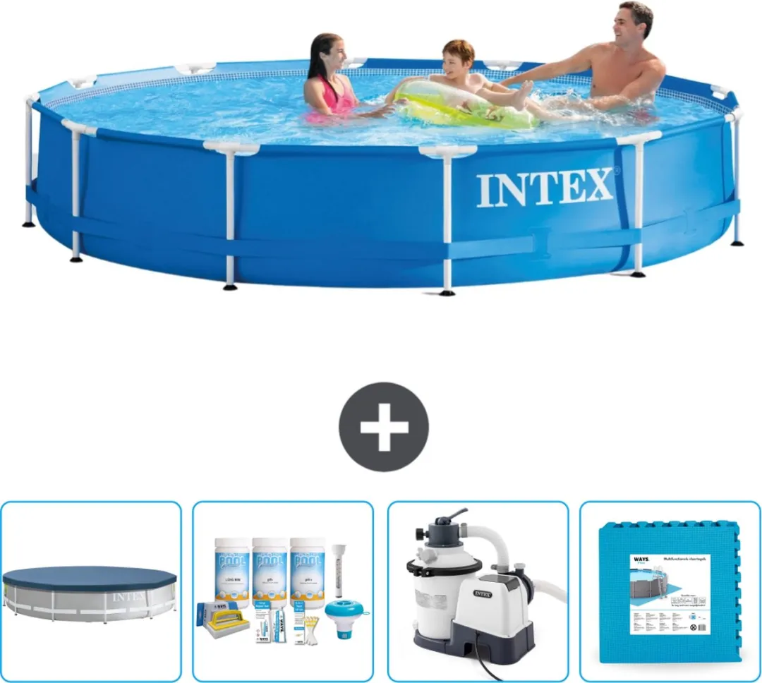 Intex 28210NP-Blauw Rond Frame Zwembad 366x76cm - Blauw