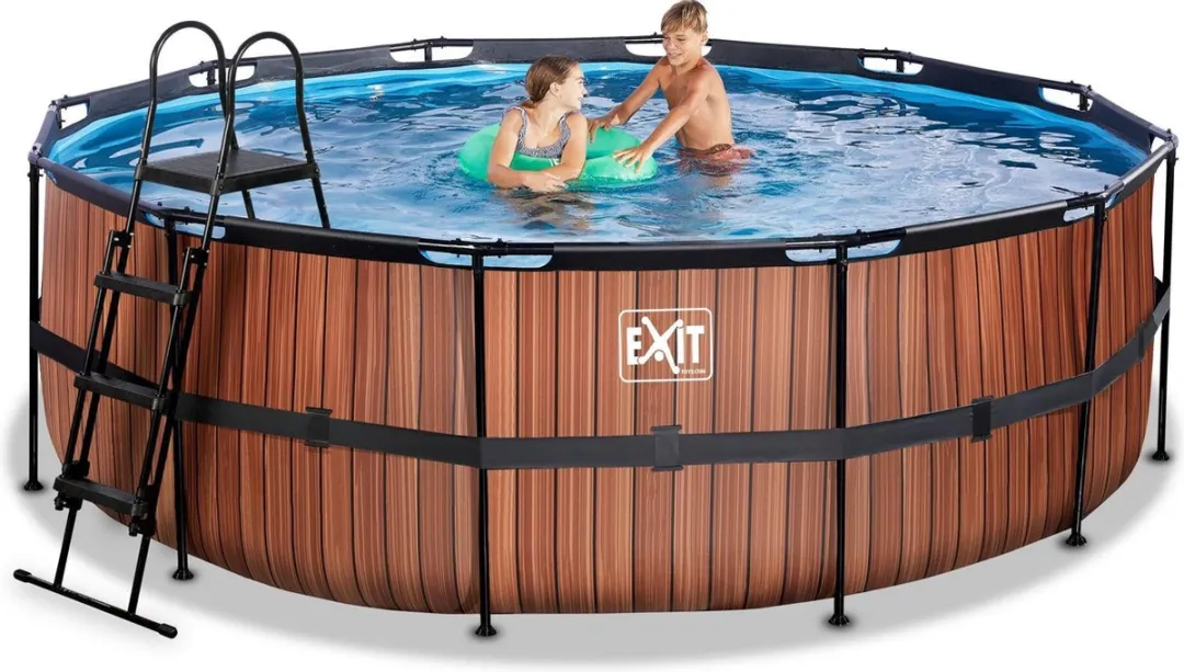 EXIT Wood Zwembad 427x122cm - 14.758L - Bruin