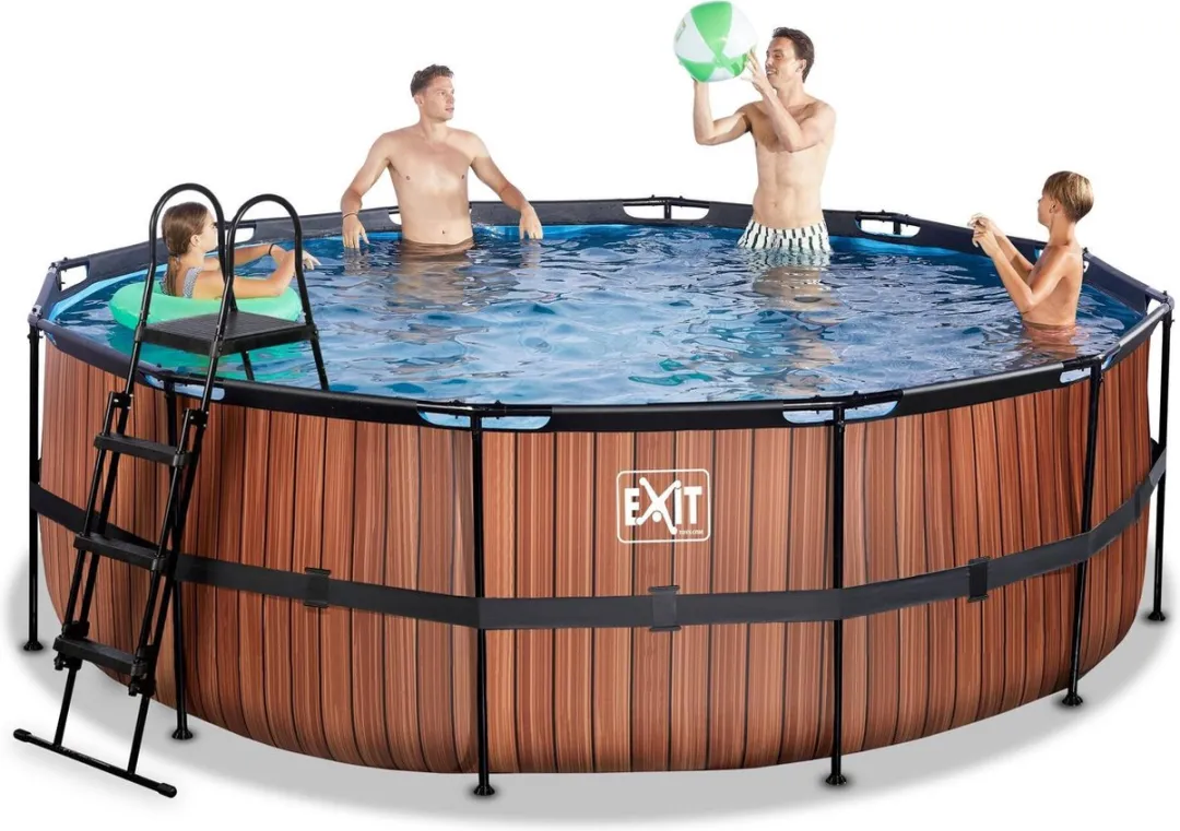 EXIT Wood Zwembad 427x122cm - 14.758L - Bruin