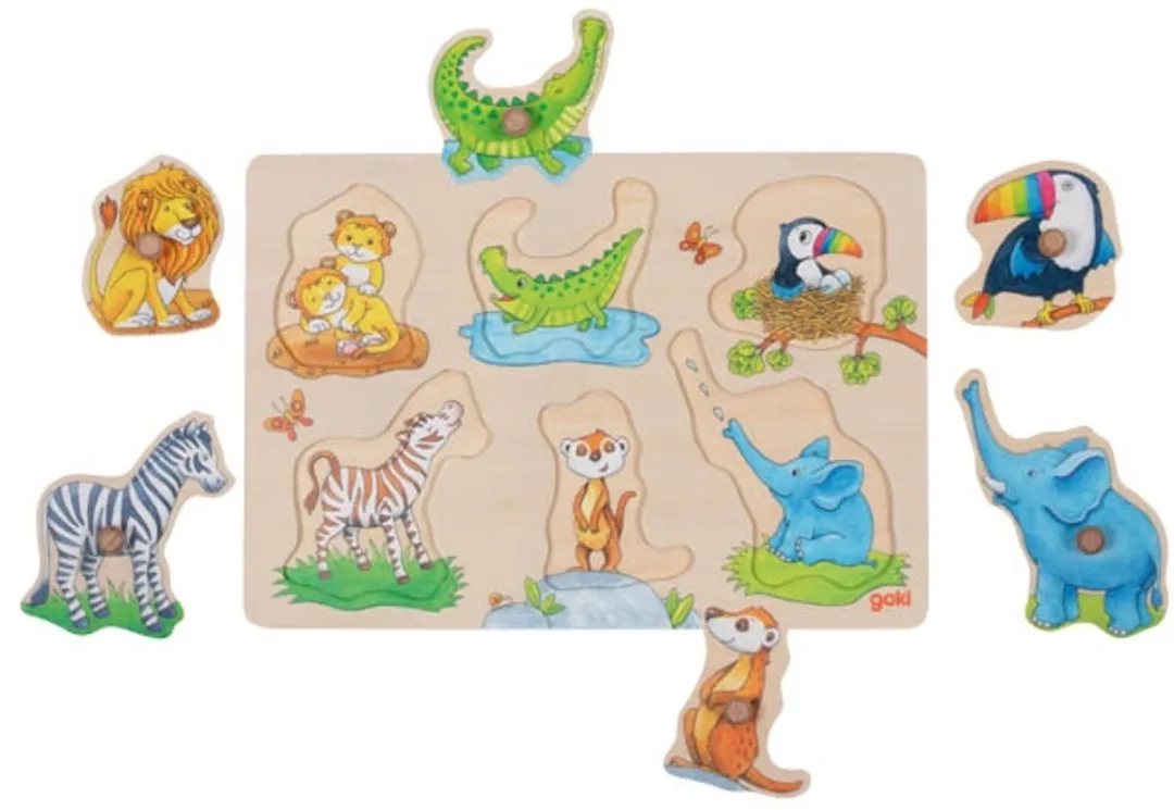 Goki Lift-out Puzzle Mother And Baby 6-delig - Multicolor
