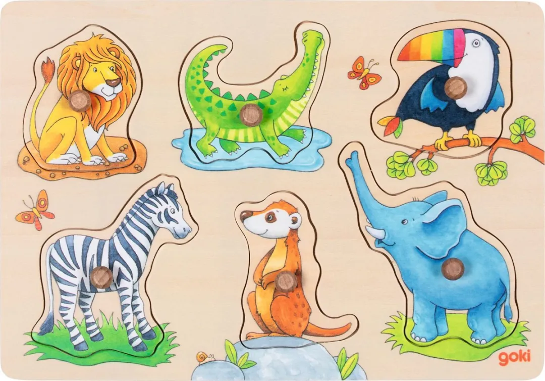 Goki Lift-out Puzzle Mother And Baby 6-delig - Multicolor