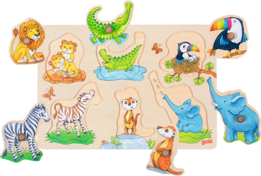 Goki Lift-out Puzzle Mother And Baby 6-delig - Multicolor