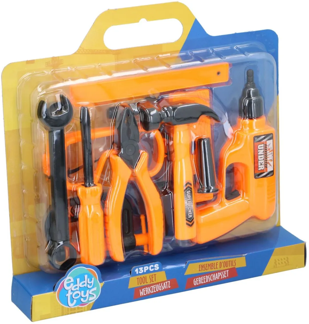 Eddy Toys Gereedschapsset 13 Stuks - Zwart