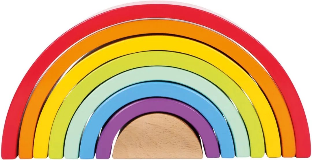 Small Foot Houten Bouwblokken Regenboog - 9-delig