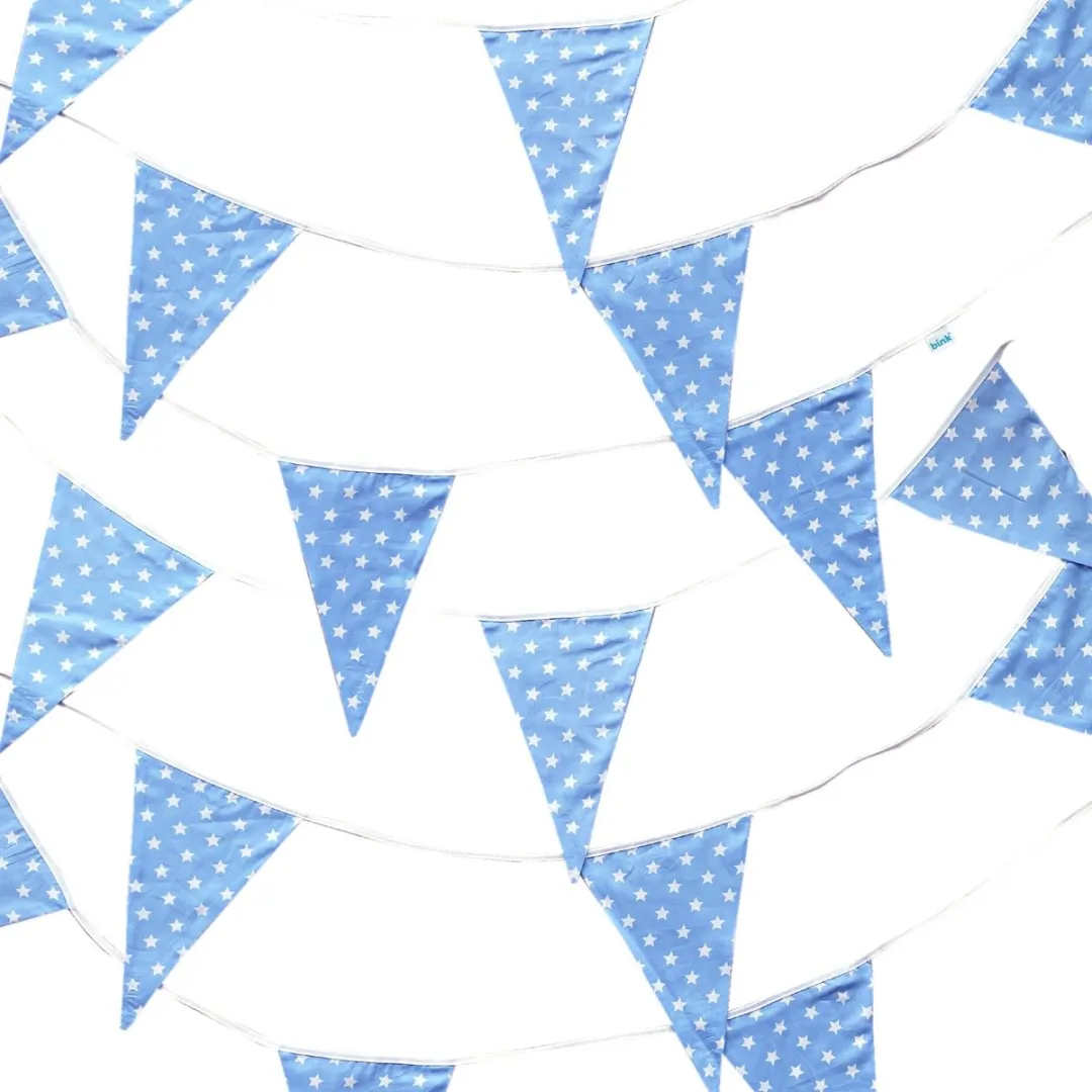 BINK Bedding Stoffen Slinger Stars Blue XL - 7.5m 15 Vlaggetjes
