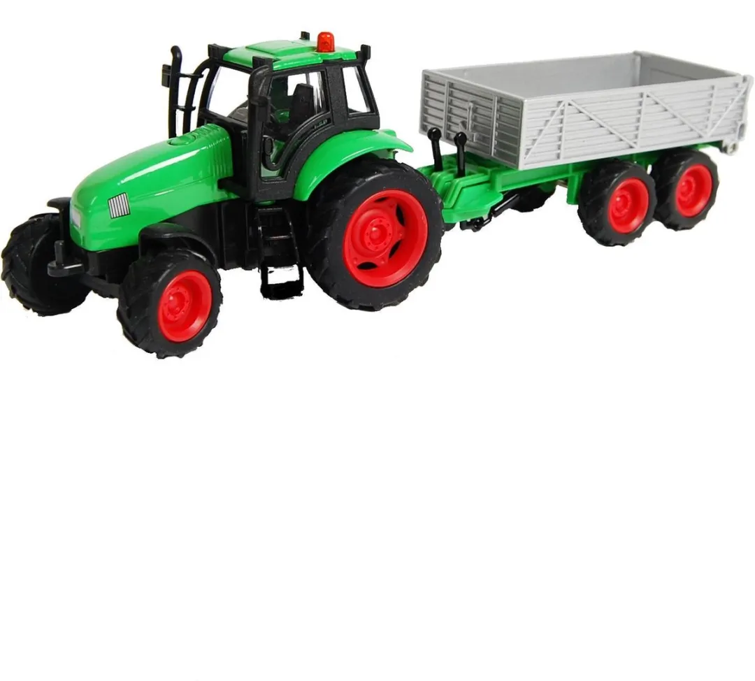 Kids Globe Tractor met Aanhanger Licht & Geluid 1:32